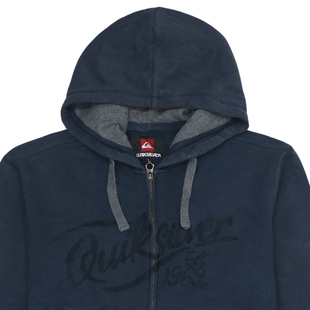 Quiksilver Men’s Blue Full Zip Hoodie L Fleece Logo Surf Style