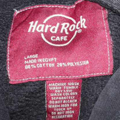 Hard Rock Cafe Warsaw Black Men's Pullover Hoodie Size L Fleece Logo