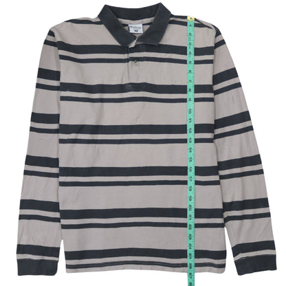 Columbia Men's Beige Striped Long Sleeve Polo Shirt Size M