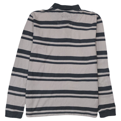 Columbia Men's Beige Striped Long Sleeve Polo Shirt Size M