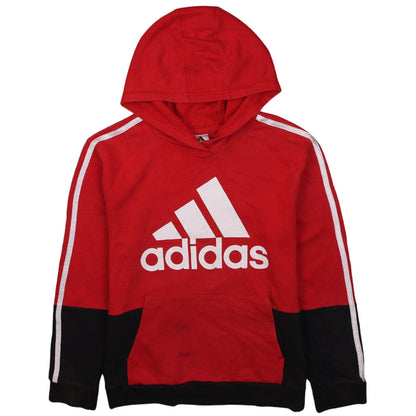 Adidas Boys Red Black Pullover Hoodie 14-16 Years Cotton Blend