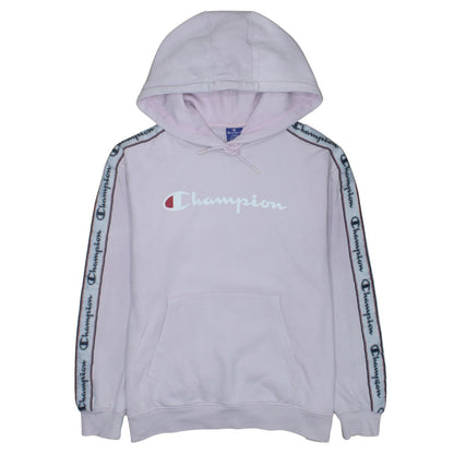 Champion Womens Light Pink Pullover Hoodie Large Cotton Logo Trim