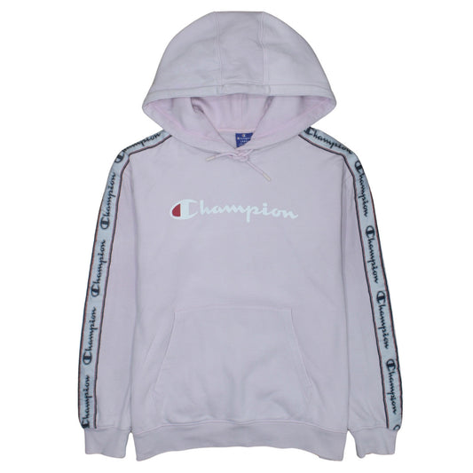 Champion Womens Light Pink Pullover Hoodie Large Cotton Logo Trim