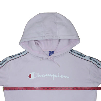 Champion Womens Light Pink Pullover Hoodie Large Cotton Logo Trim