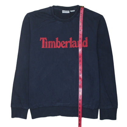 Timberland Men's Blue Logo Pullover Sweatshirt L Cotton Crew Neck
