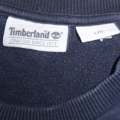 Timberland Men's Blue Logo Pullover Sweatshirt L Cotton Crew Neck