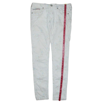 Tommy Hilfiger Women's White Floral Skinny Jeans Size 14