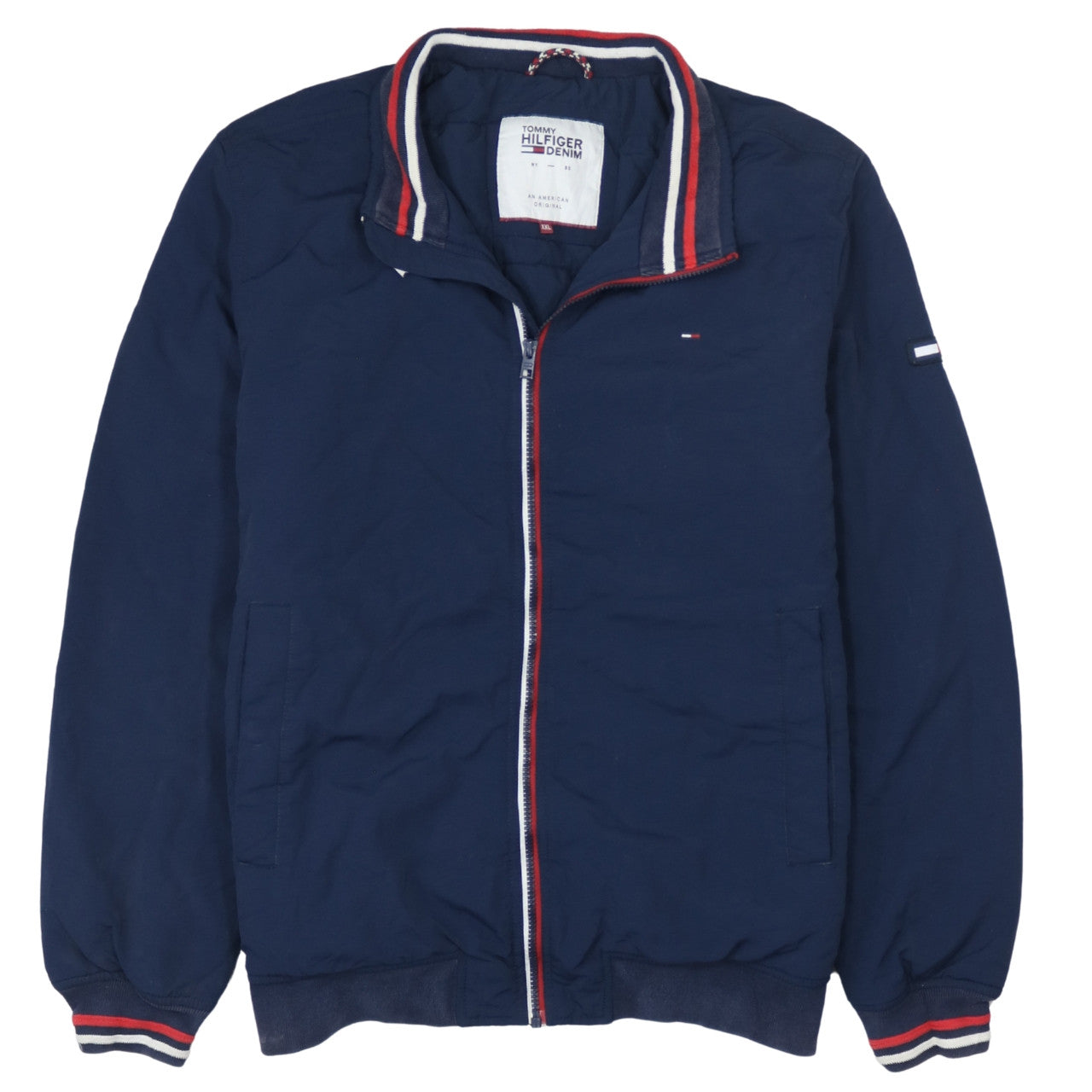 Tommy Hilfiger Men's Blue 2XL Bomber Jacket with Zip Pockets