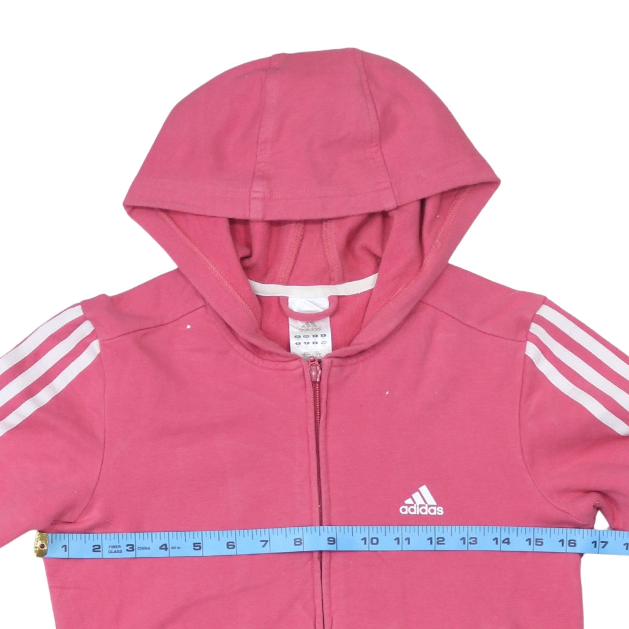 Adidas Womens Pink Full Zip Hoodie Size 10 Cotton Blend Lined Casual