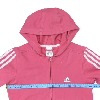 Adidas Womens Pink Full Zip Hoodie Size 10 Cotton Blend Lined Casual