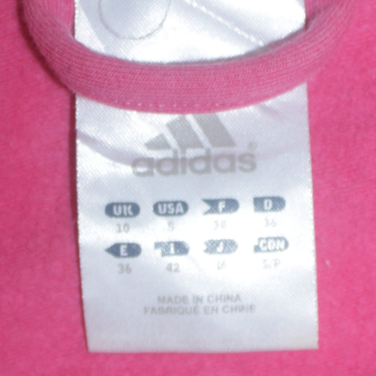 Adidas Womens Pink Full Zip Hoodie Size 10 Cotton Blend Lined Casual