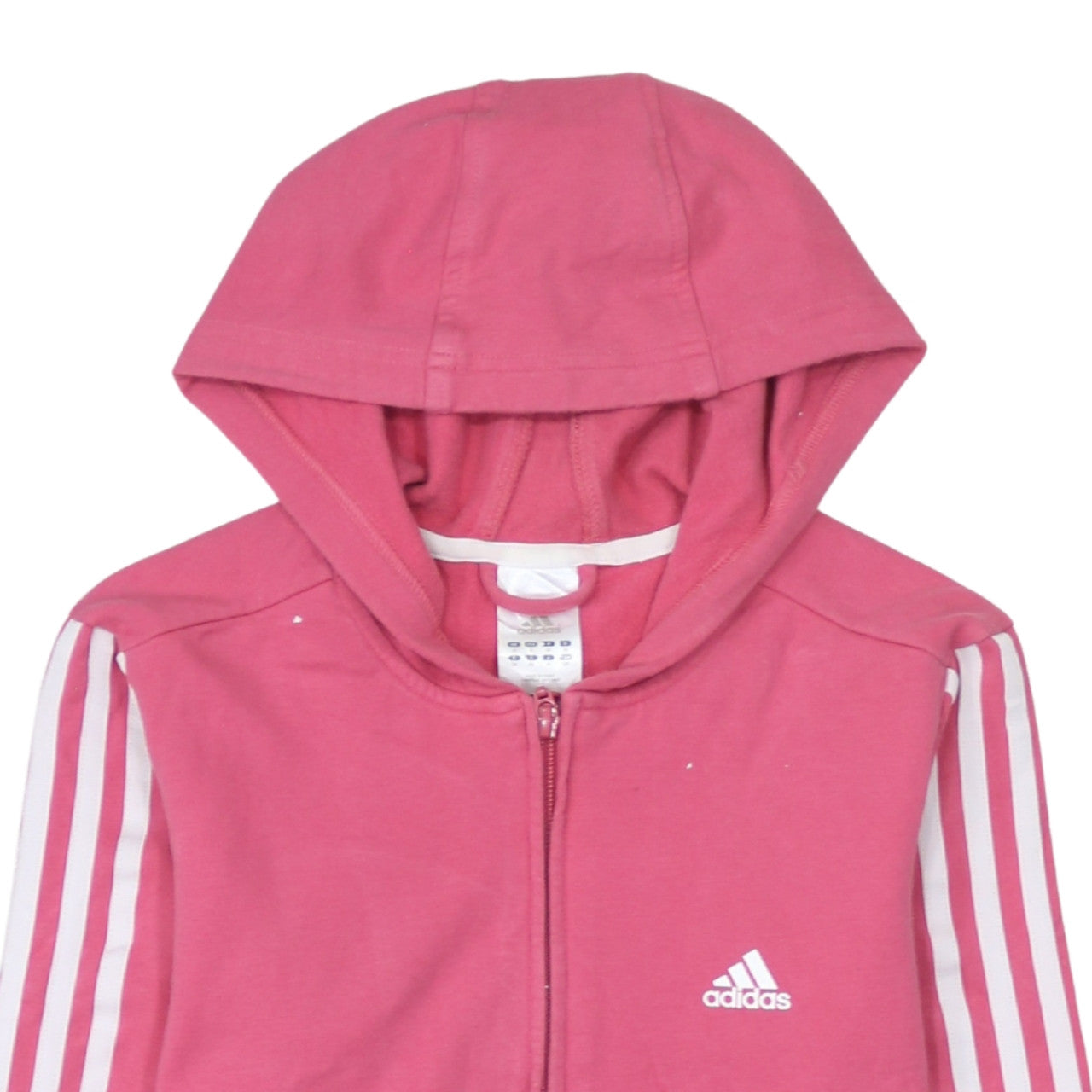Adidas Womens Pink Full Zip Hoodie Size 10 Cotton Blend Lined Casual