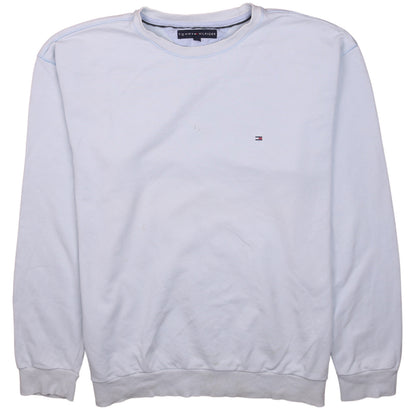 Tommy Hilfiger Men White XL Pullover Sweatshirt Classic Crew Neck