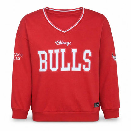 NBA Women Red Chicago Bulls V-Neck Pullover Sweatshirt Medium
