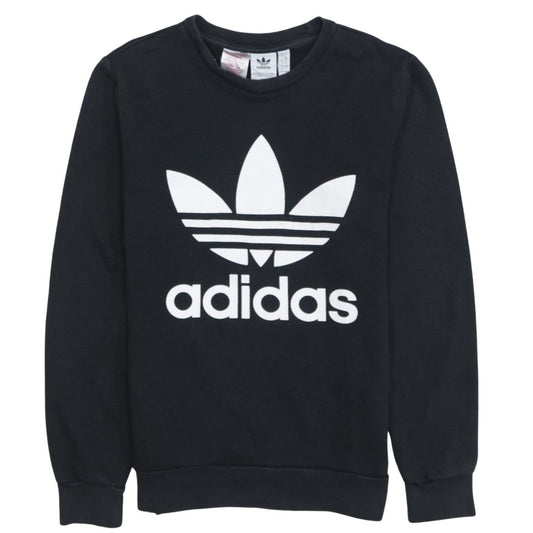 Adidas Boys Black Trefoil Crew Neck Pullover Sweatshirt 13-14 Years