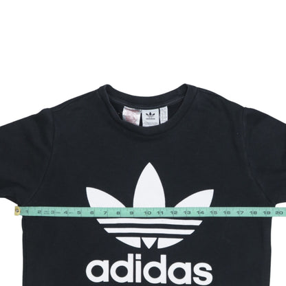 Adidas Boys Black Trefoil Crew Neck Pullover Sweatshirt 13-14 Years