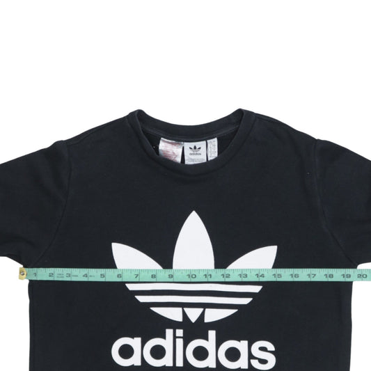 Adidas Boys Black Trefoil Crew Neck Pullover Sweatshirt 13-14 Years