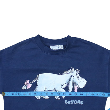 Disney Women Eeyore Blue Crew Neck Pullover Sweatshirt Size 2XS