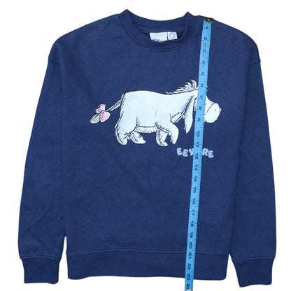 Disney Women Eeyore Blue Crew Neck Pullover Sweatshirt Size 2XS