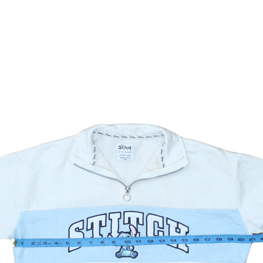 Disney Stitch Girls Blue White 1/4 Zip Sweatshirt 13-14 Years Primark Fleece