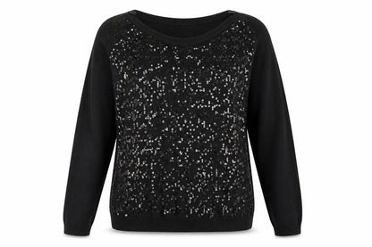 Wallis Women's Black Sequin Knit Jumper Size 14