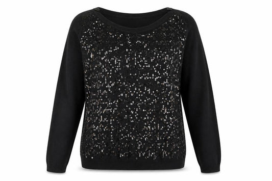 Wallis Women's Black Sequin Knit Jumper Size 14