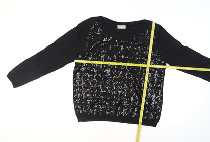 Wallis Women's Black Sequin Knit Jumper Size 14