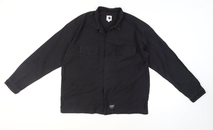 Carhartt Men Black L Long Sleeve Cotton Button-Up Workwear Shirt