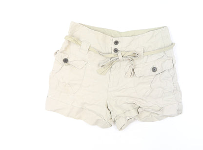 Uniqlo Women Beige Linen Blend Paperbag Shorts Size 12