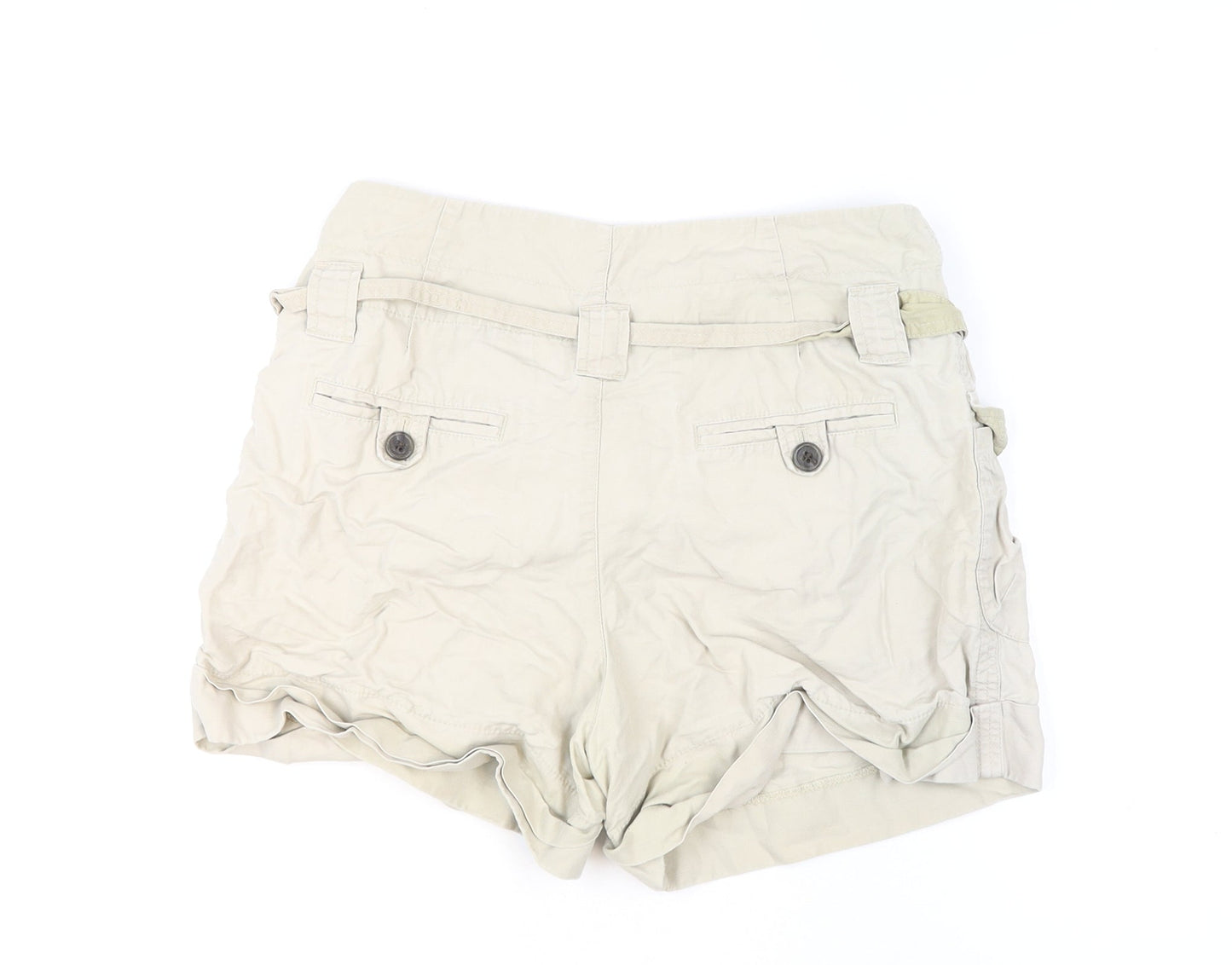 Uniqlo Women Beige Linen Blend Paperbag Shorts Size 12
