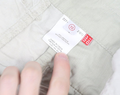 Uniqlo Women Beige Linen Blend Paperbag Shorts Size 12