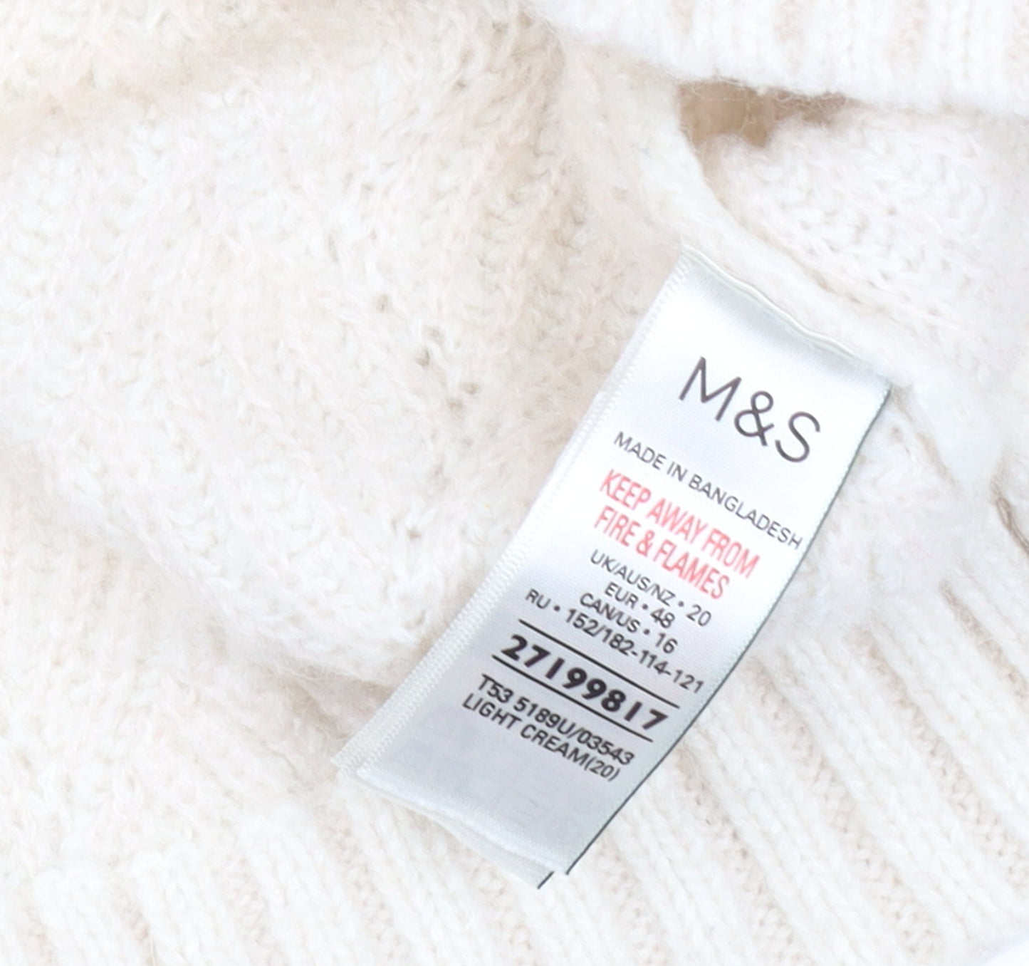 Marks and Spencer Per Una Women’s Ivory Cable-Knit Button Cardigan Size 20