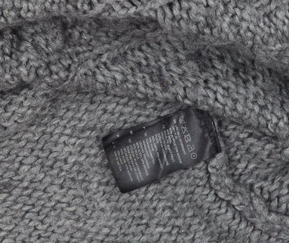 H&M Women’s Grey Chunky Cable Roll Neck Jumper Size 12