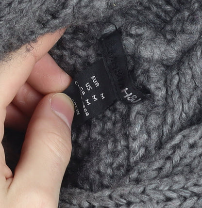 H&M Women’s Grey Chunky Cable Roll Neck Jumper Size 12