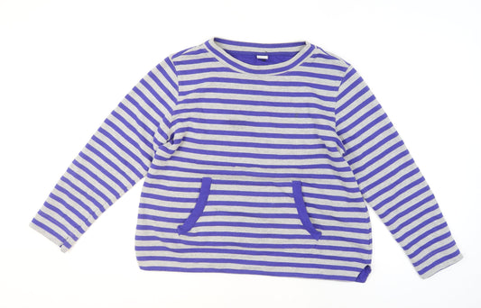 Cotton Traders Women’s Blue Stripe Cotton Blend Pullover Jumper Size 14