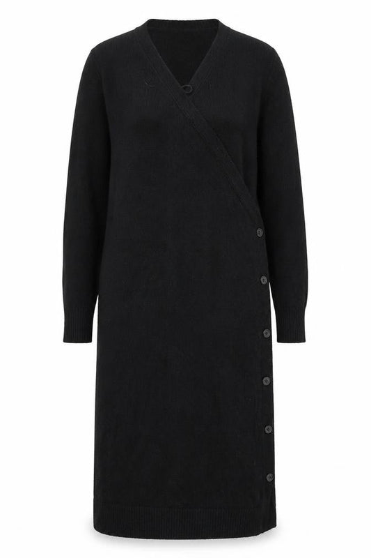 Tahari Women's Black Knit Long Button Coatigan Size XL
