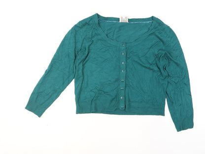 Kaliko Women's Green Button-Up Long Sleeve Knit Cardigan Size 10