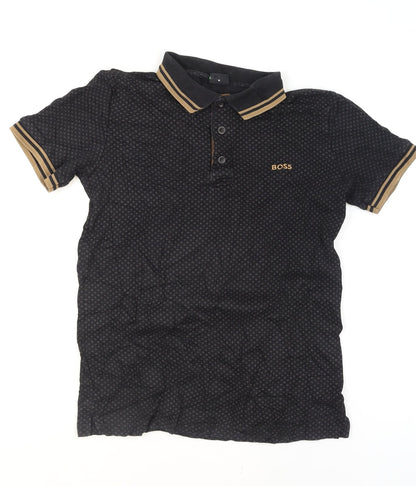 BOSS Men's Black Geometric Polo Shirt Size M Regular Fit