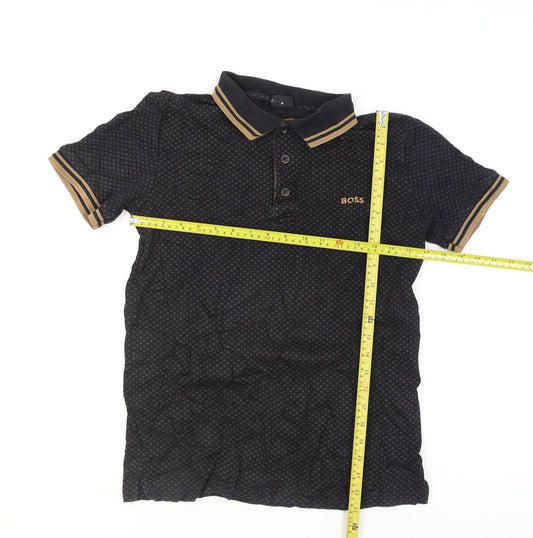 BOSS Men's Black Geometric Polo Shirt Size M Regular Fit