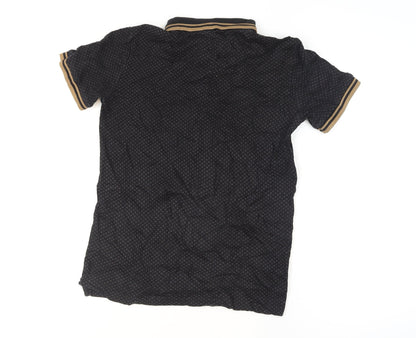 BOSS Men's Black Geometric Polo Shirt Size M Regular Fit