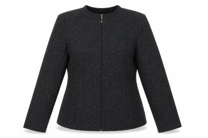 Marks and Spencer Women Black Size 14 Tweed Zip Suit Jacket