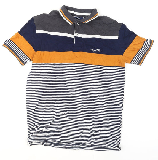 Royal Tag Men's Multicoloured Slim Fit Striped Polo Shirt M