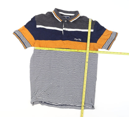Royal Tag Men's Multicoloured Slim Fit Striped Polo Shirt M