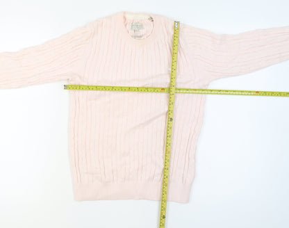Jack Wills Womens Pink Cable-Knit Cotton Crew Neck Jumper Size 12
