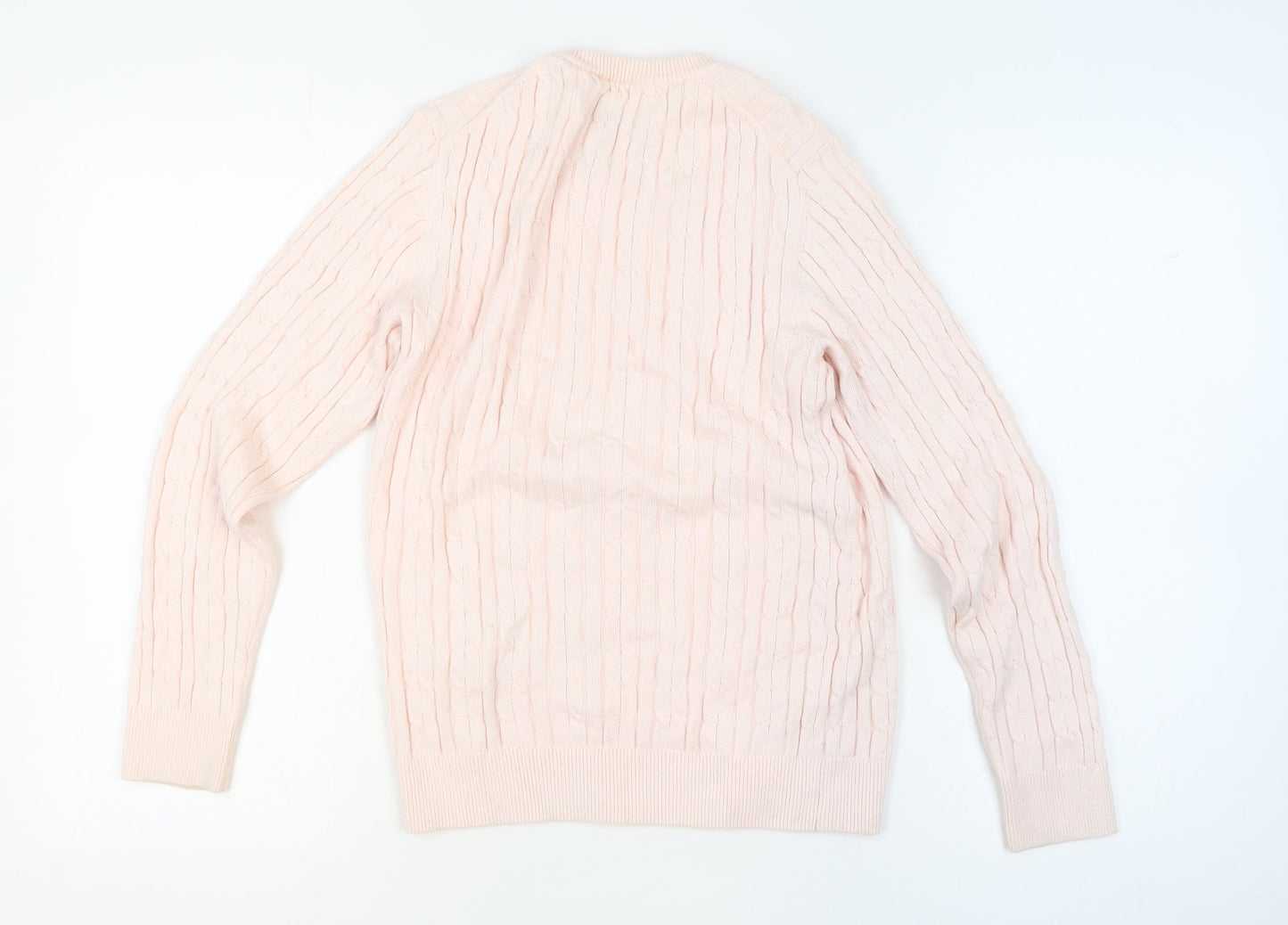 Jack Wills Womens Pink Cable-Knit Cotton Crew Neck Jumper Size 12