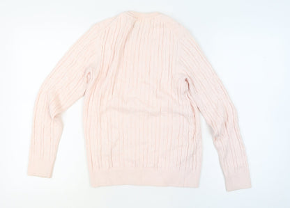 Jack Wills Womens Pink Cable-Knit Cotton Crew Neck Jumper Size 12