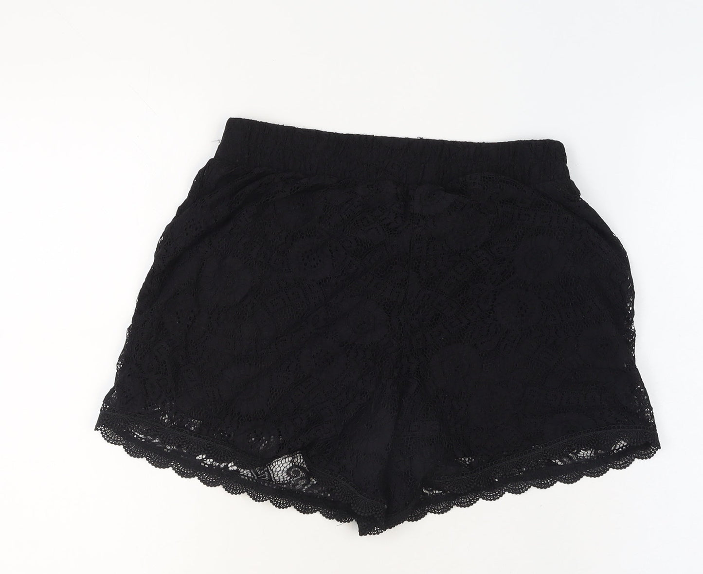 Pieces Women’s Black Lace Lined Shorts Size M - Casual Pull On