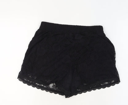 Pieces Women’s Black Lace Lined Shorts Size M - Casual Pull On