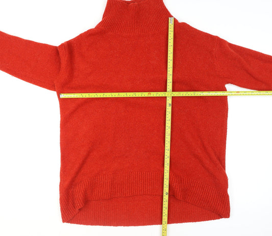 ZARA Men's Red Roll Neck Wool Knit Jumper Size S