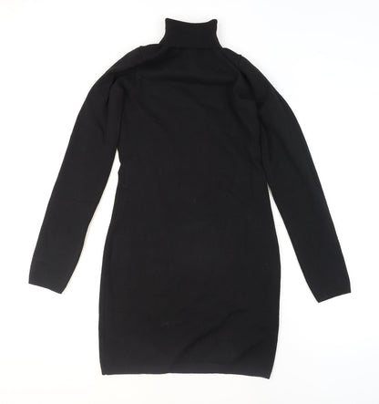 Bershka Women’s Black Roll Neck Long Sleeve Tunic Jumper Size 14